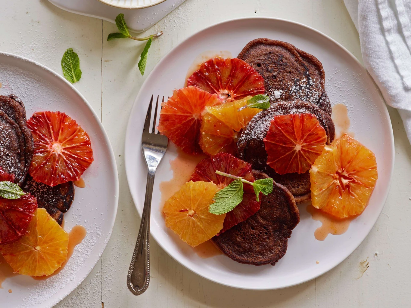 Pancakes au chocolat avec orange
