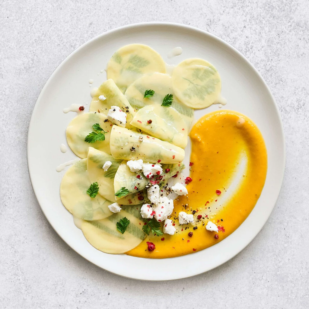 Pasta-Taler mit Kürbiscreme