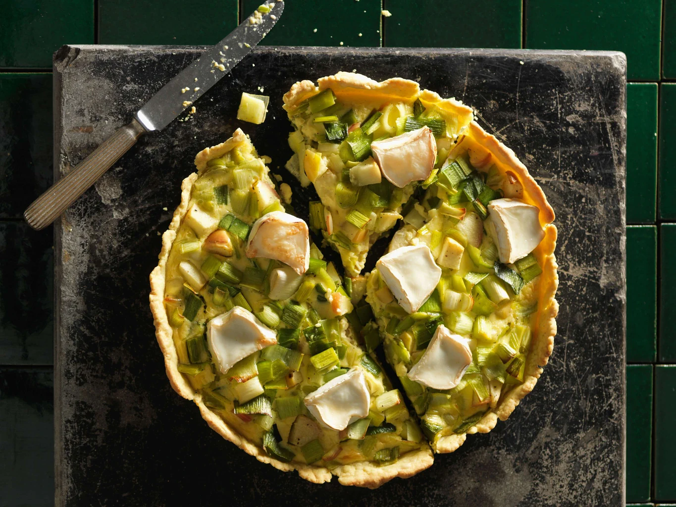 Quiche aux poireaux avec fromage de chèvre