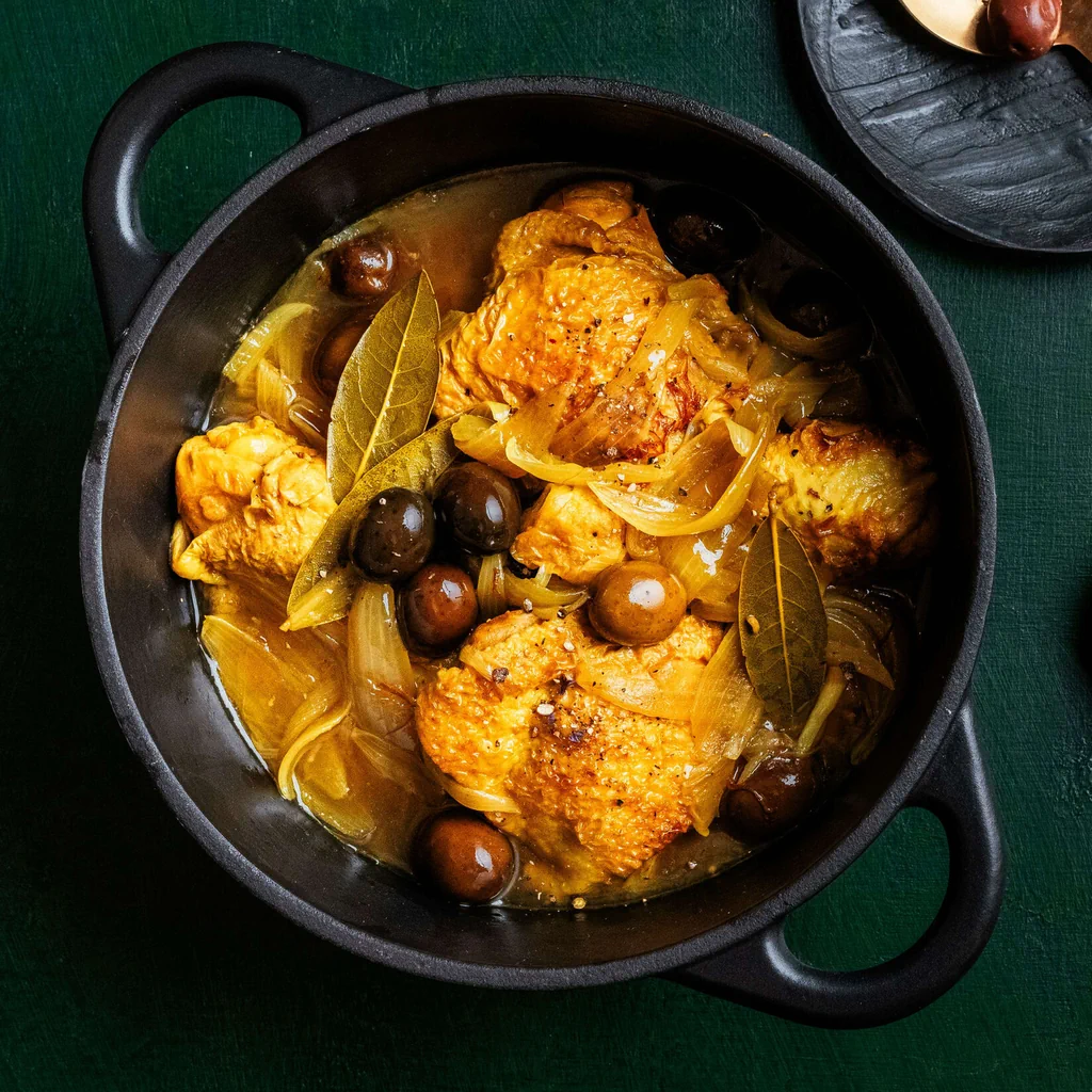 Poulet braisé au safran 