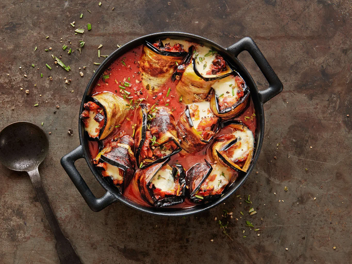 Involtini di melanzana con mozzarella