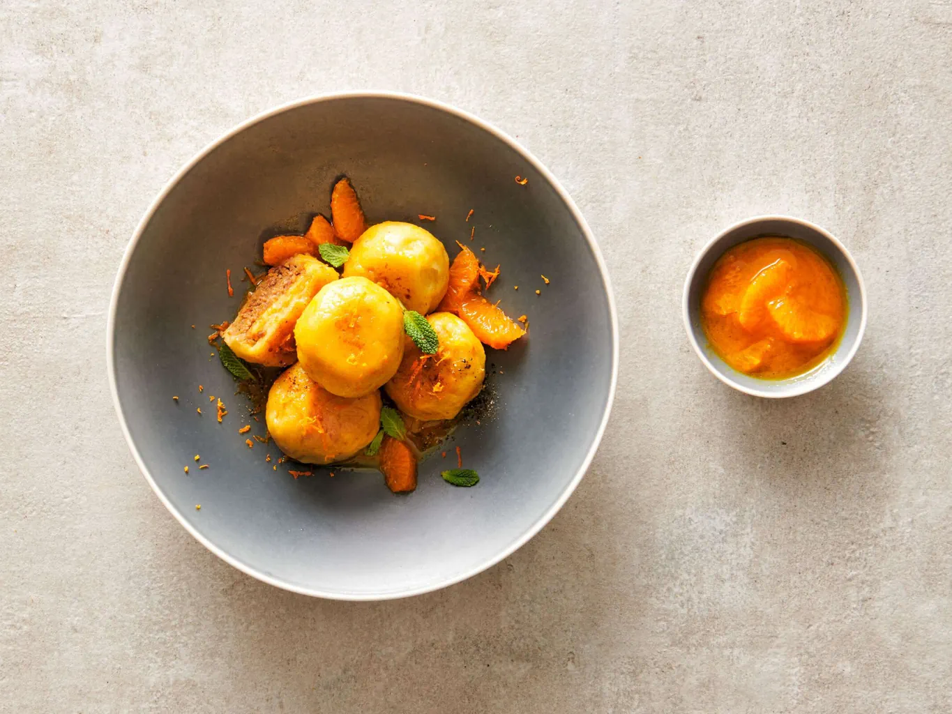 Gnocchi ripieni con salsa al mandarino