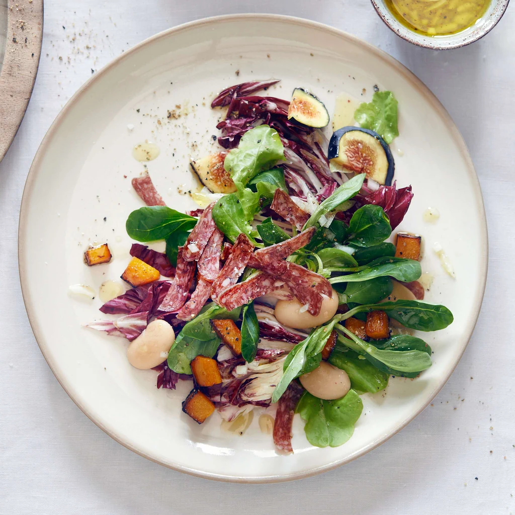 Salade d’automne avec salsiz de cerf