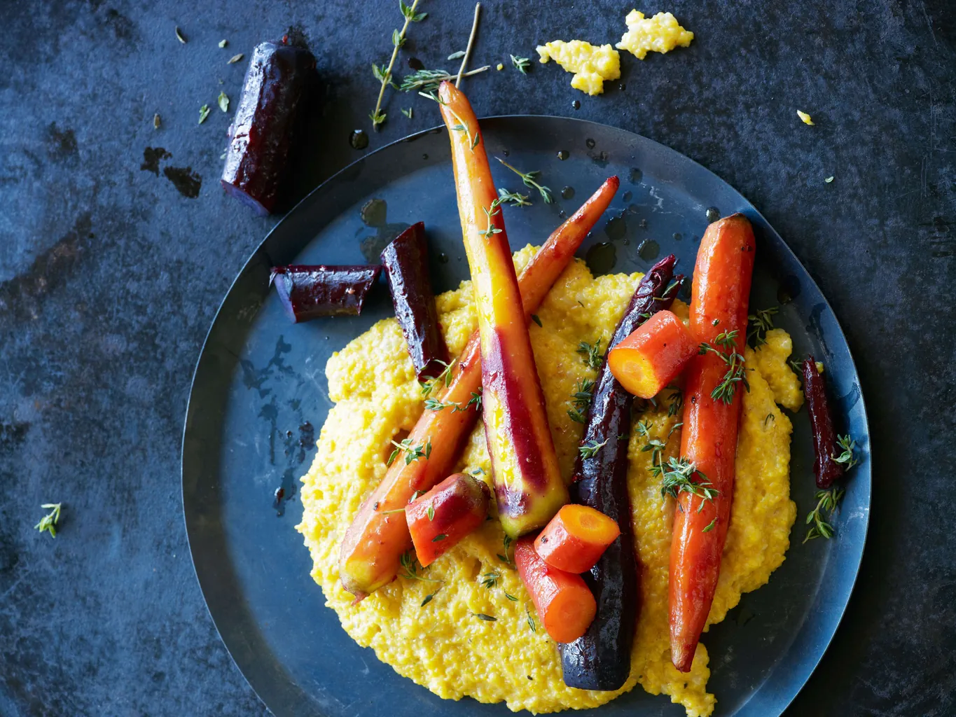 Polenta et trio de carottes