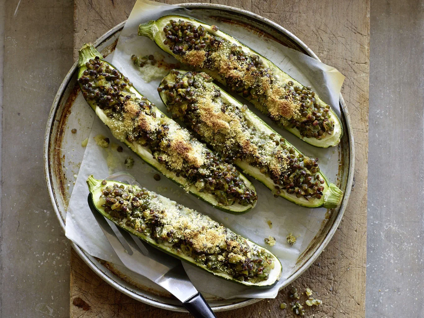 Gefüllte Zucchetti mit Linsen