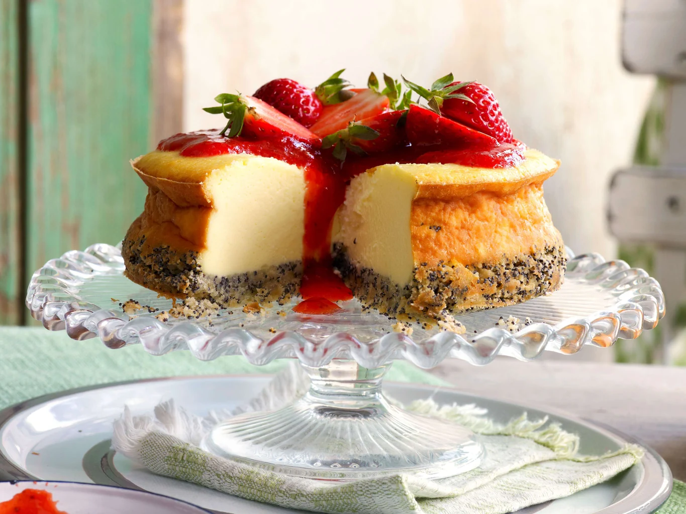 Cheesecake aux fraises et au pavot