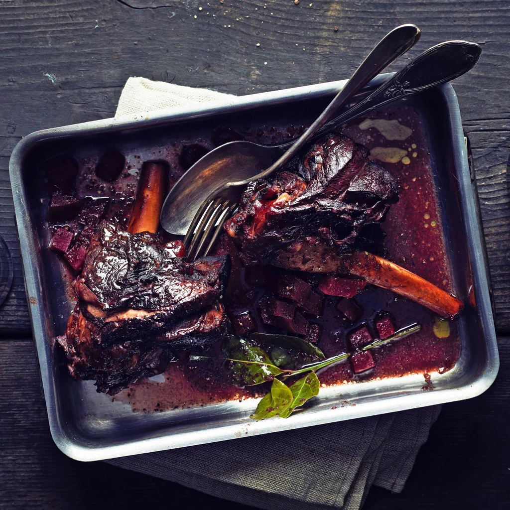 Jarrets d’agneau braisés au vinaigre balsamique