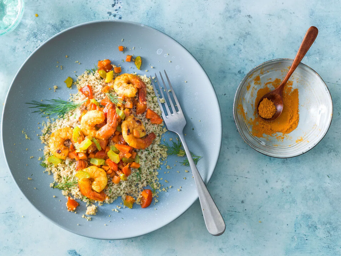 Gamberetti con verdure e cuscus