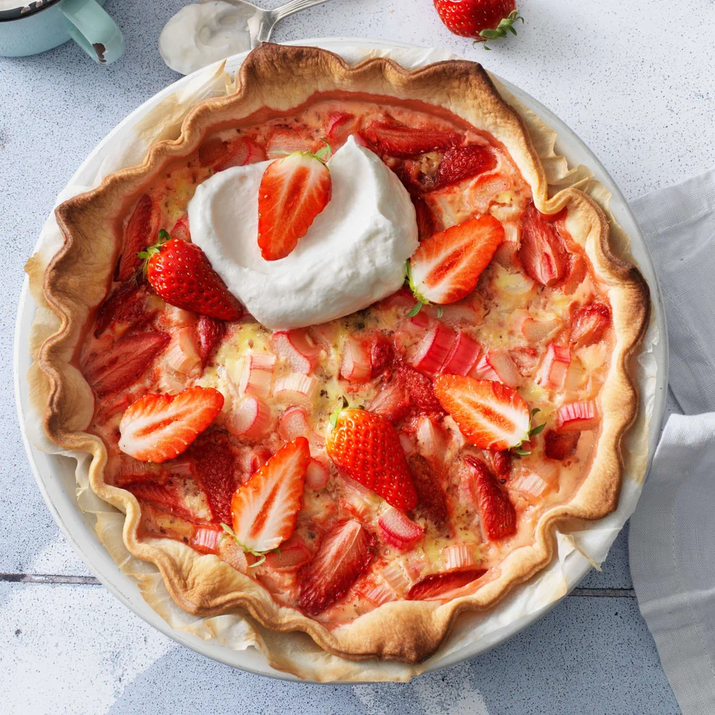 Tarte à la rhubarbe et aux fraises