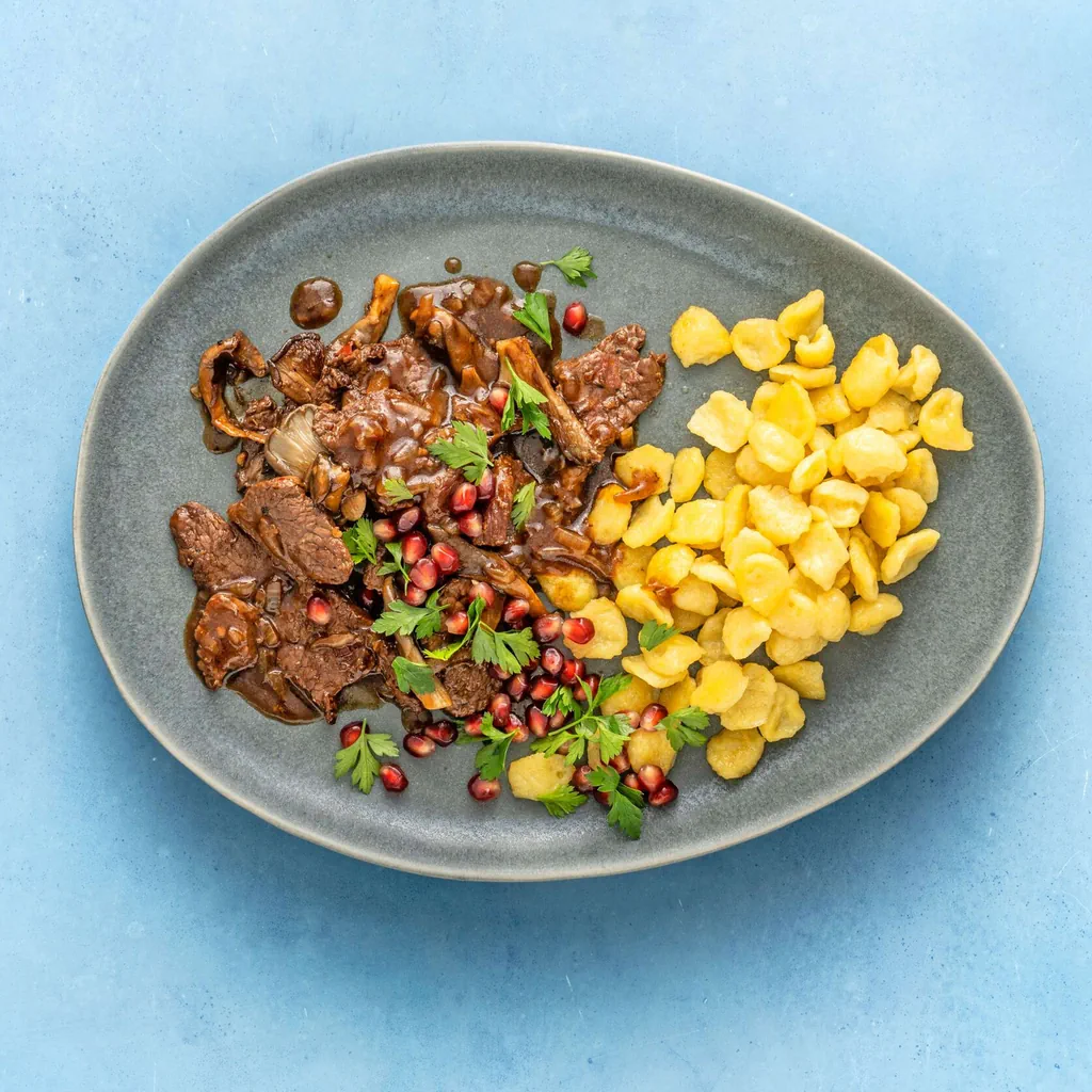 Hirschgeschnetzeltes an Pfeffer-Soja-Sauce