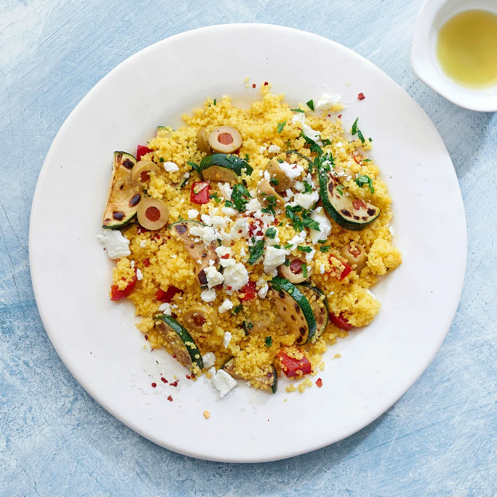 Cuscus allo zafferano con zucchine e peperoni