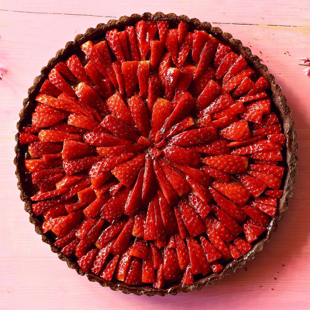 Tarte au chocolat et aux fraises