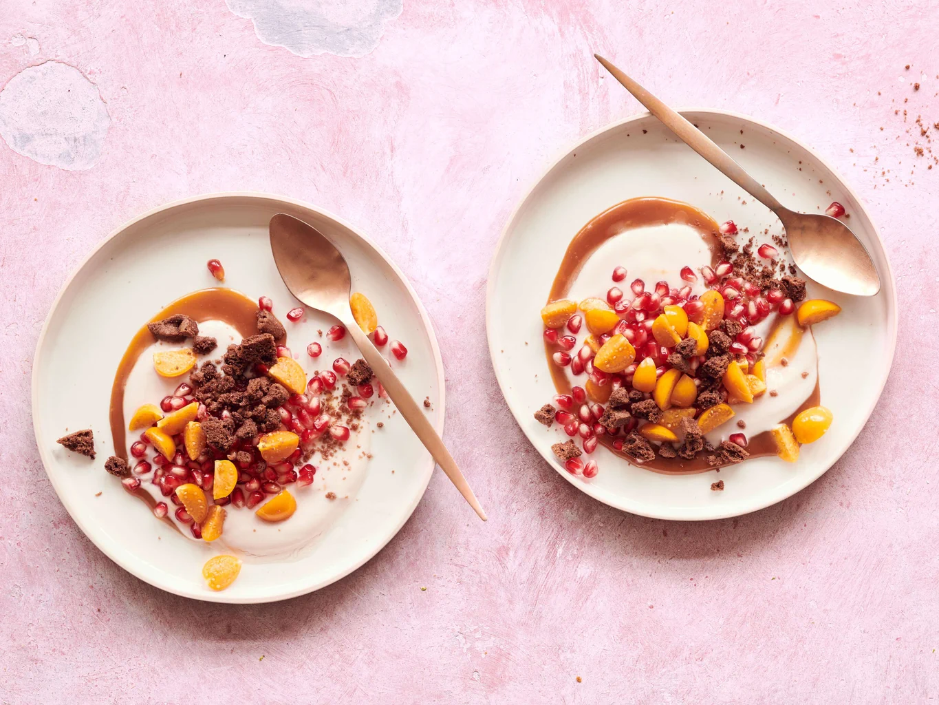 Ricotta con melagrana e caramello salato 