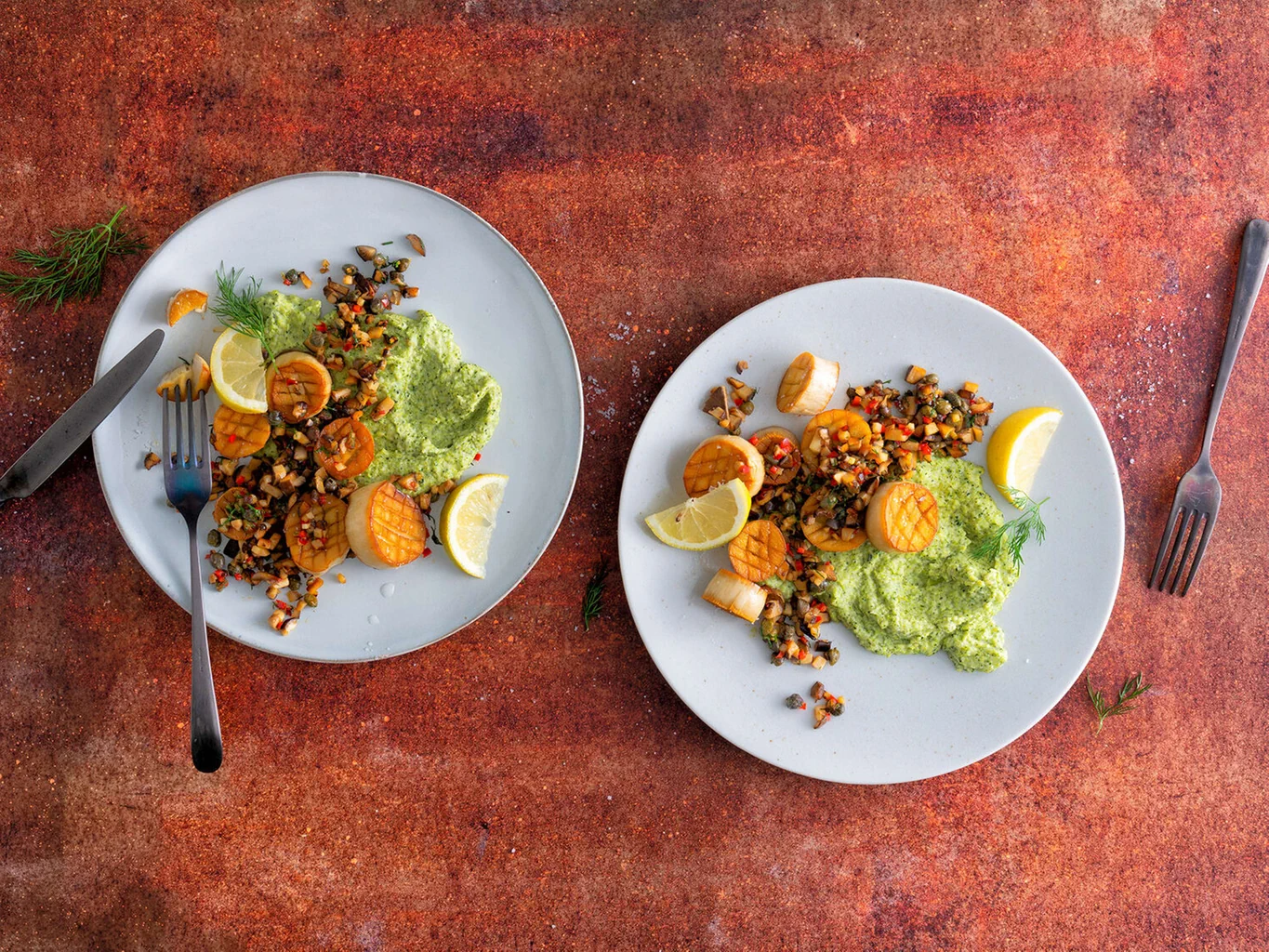 Kräuterseitlinge mit Broccolipüree