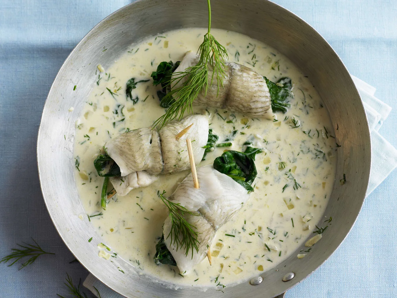 Rouleaux de poisson aux épinards