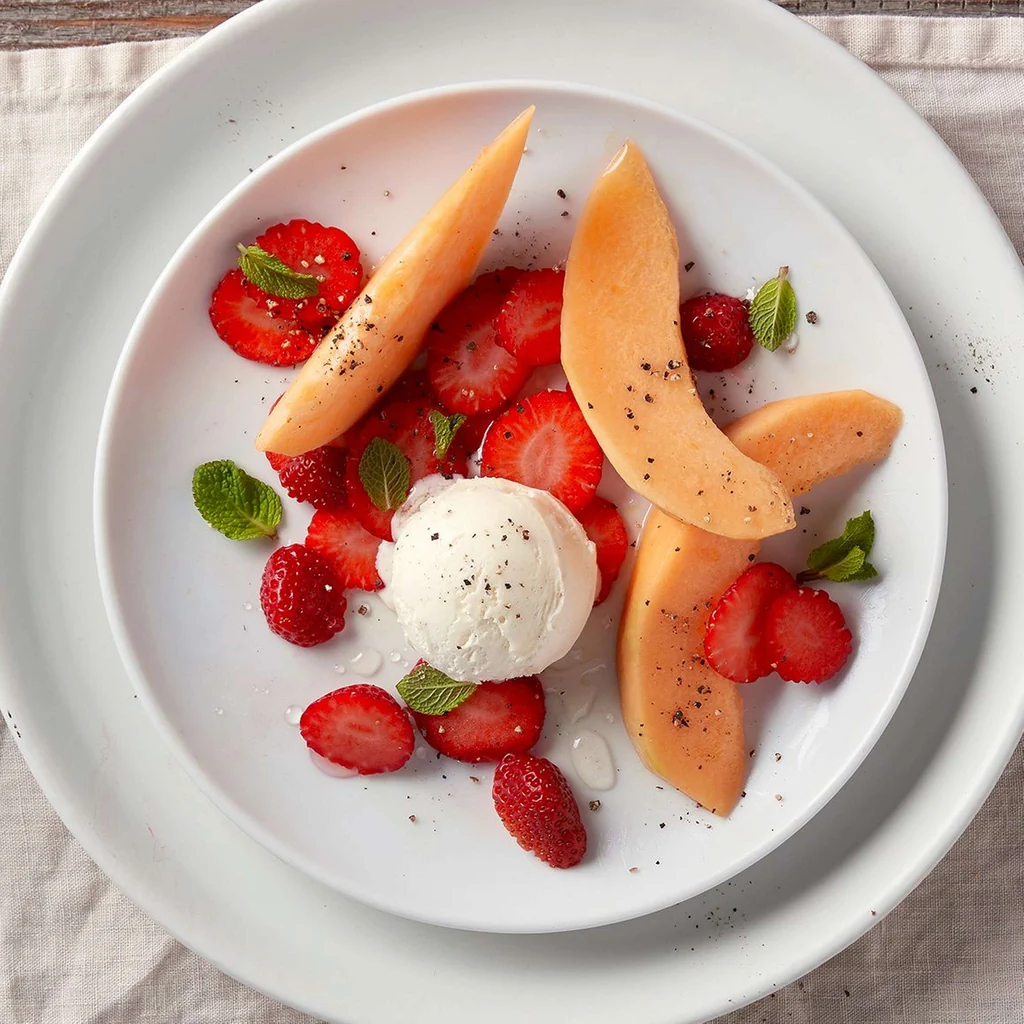 Fraises marinées avec melon