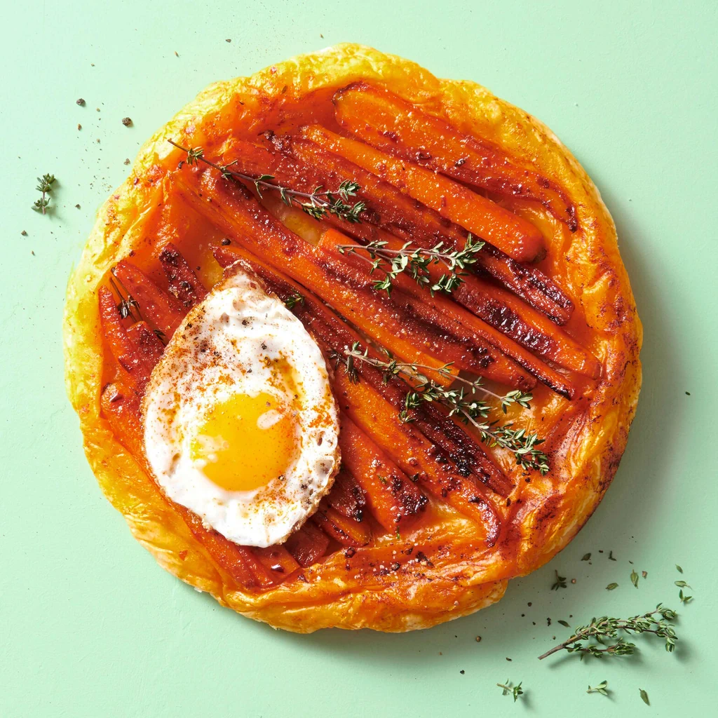 Tarte Tatin aux carottes avec œuf
