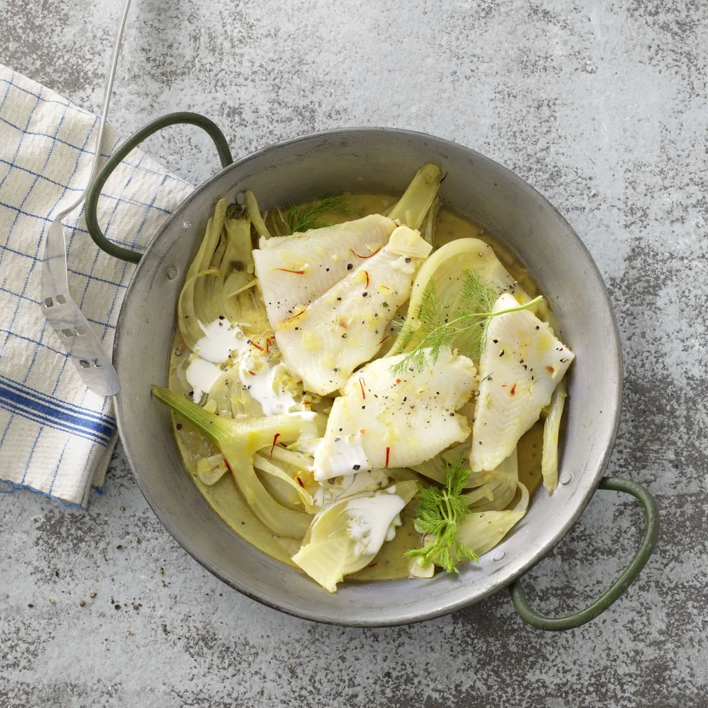 Heilbutt in Safran-Fenchel-Sud