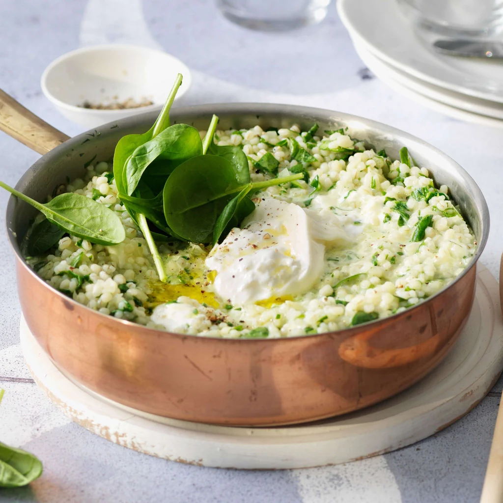 Orzotto agli spinaci con burrata