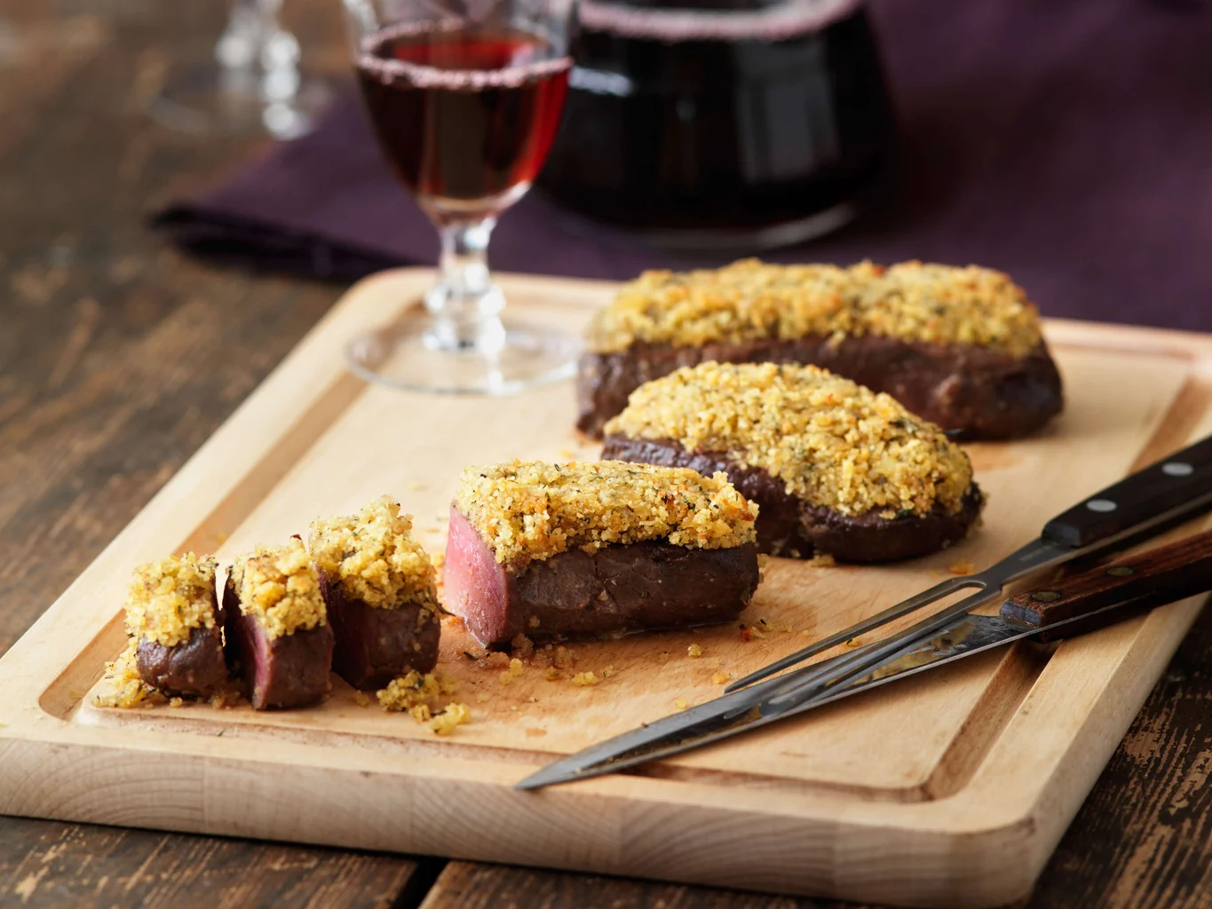 Entrecôte di cervo in crosta di castagne