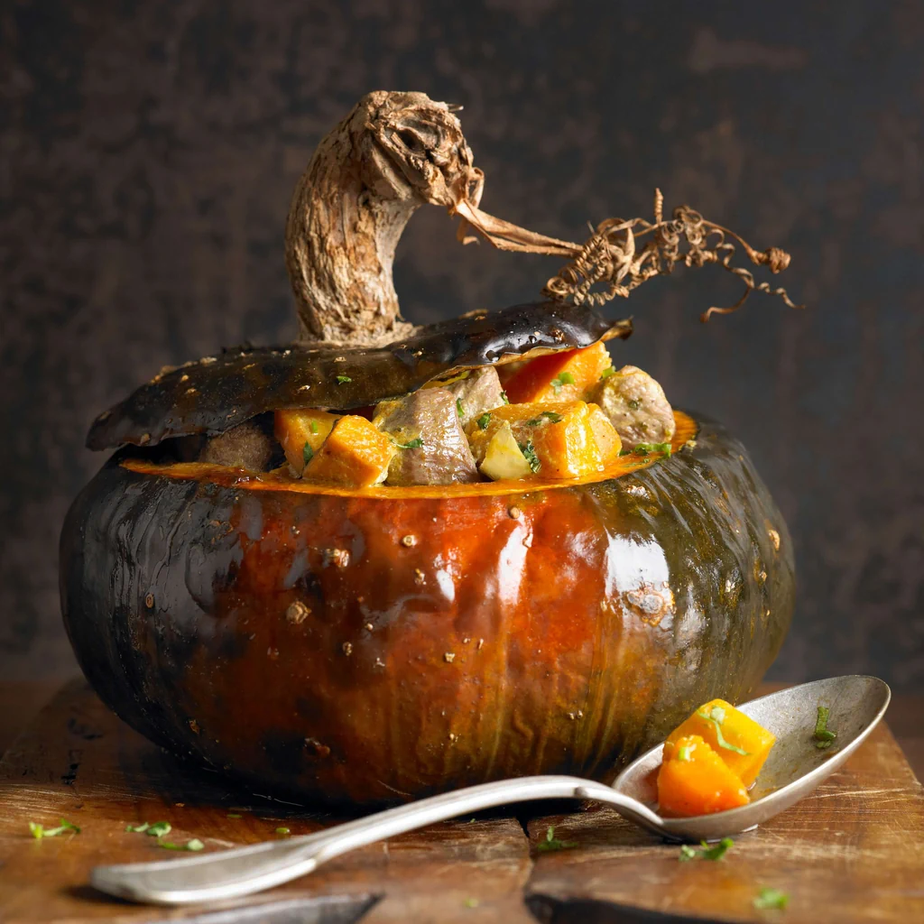 Gefüllter Kürbis mit Lammcurry