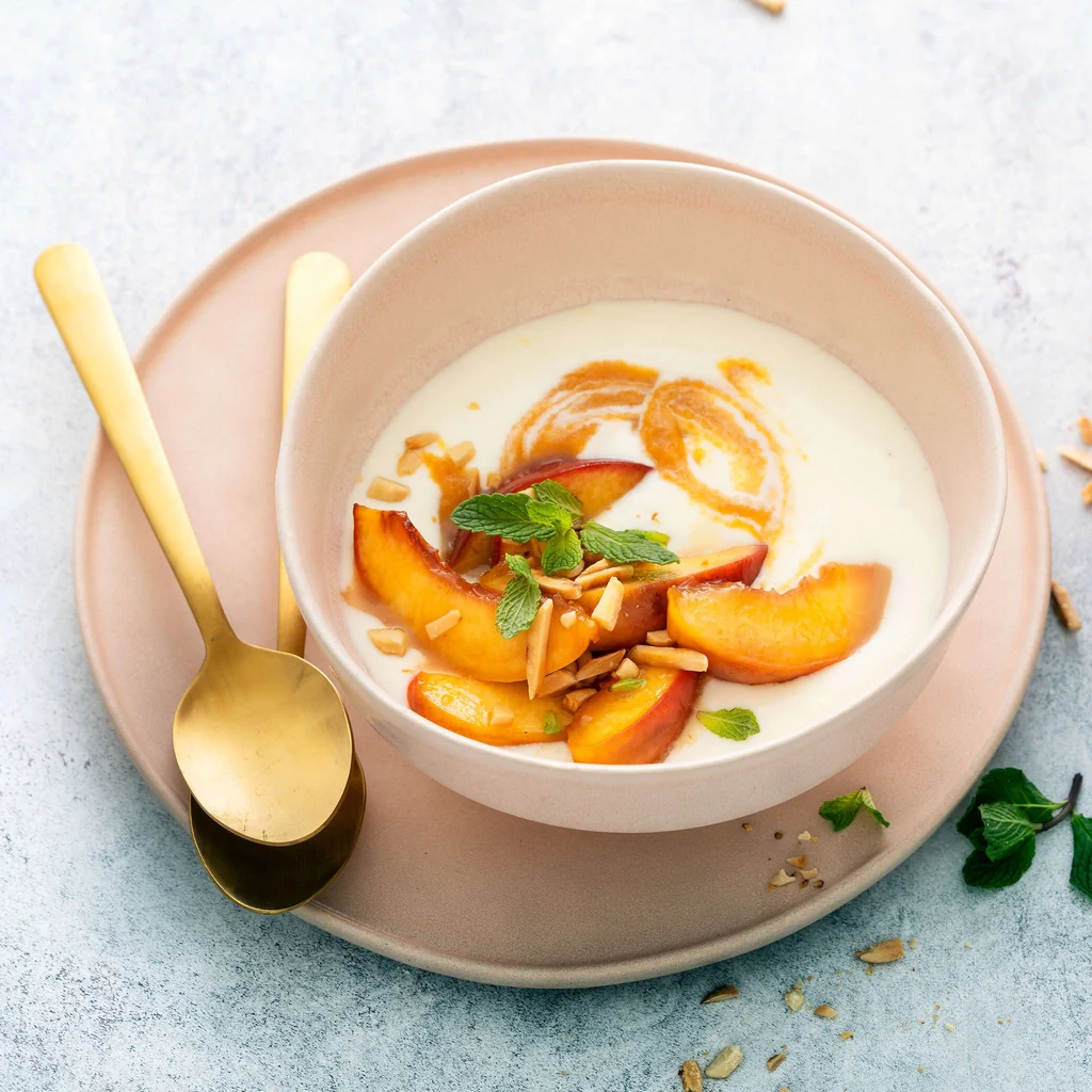 Caramelisierte Nektarinen mit Zitronenquark