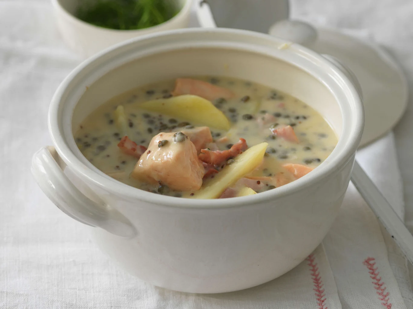 Lentilles au saumon et à la crème fraîche