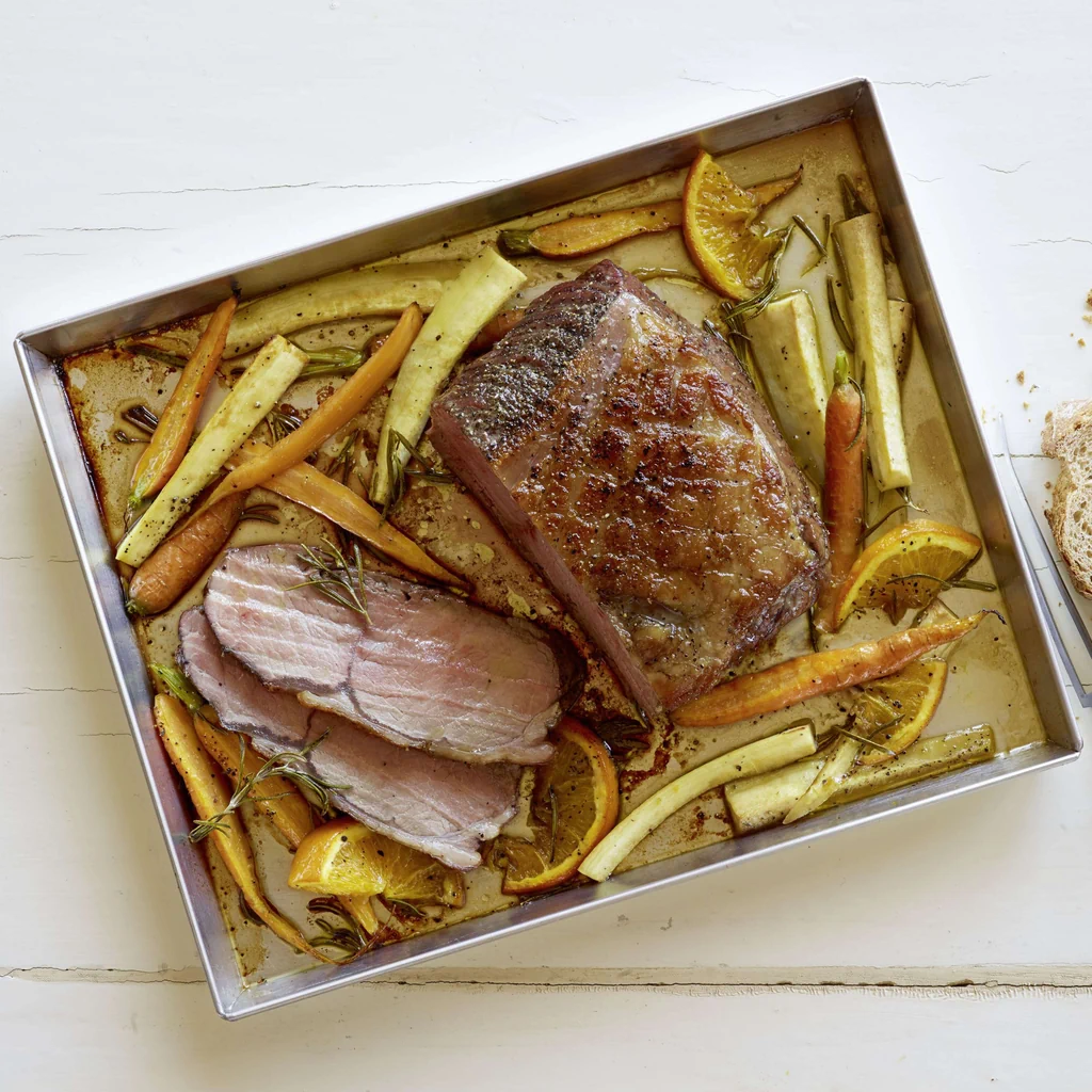 Rosbif avec légumes rôtis