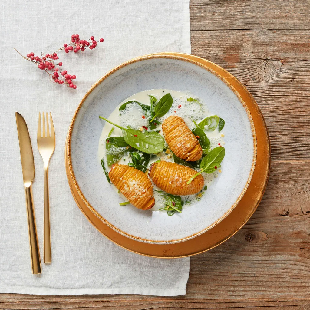 Patate a ventaglio con spinaci