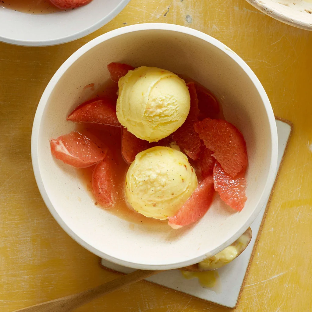 Grapefruit mit Safranglace