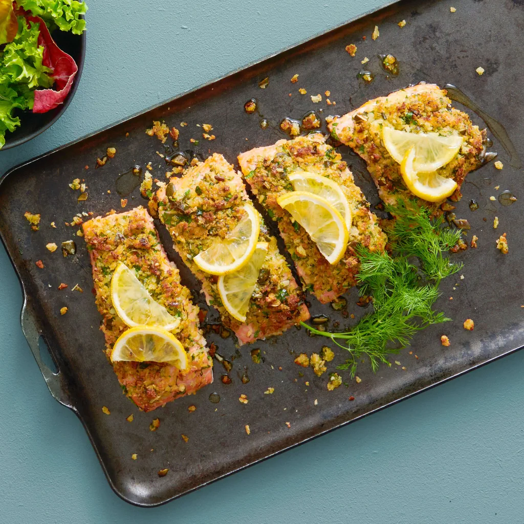 Lachs mit Cheddar-Kürbis-Kruste