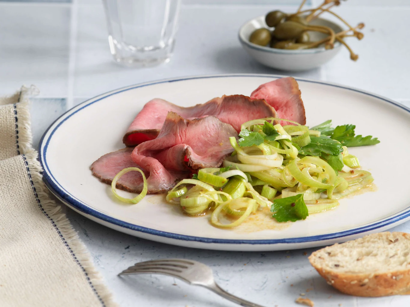 Lauchsalat mit Roastbeef