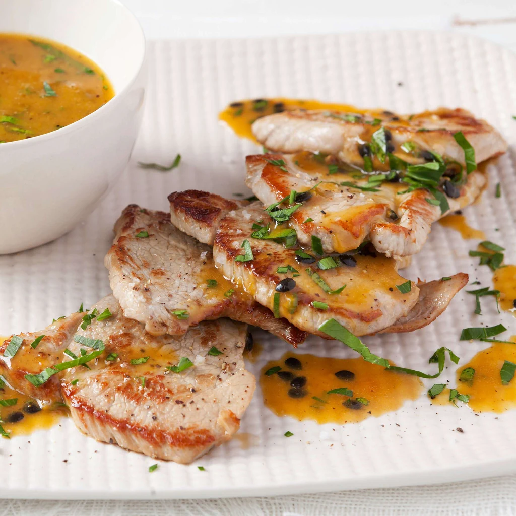 Kalbsschnitzel mit Passionsfrucht-Sauce