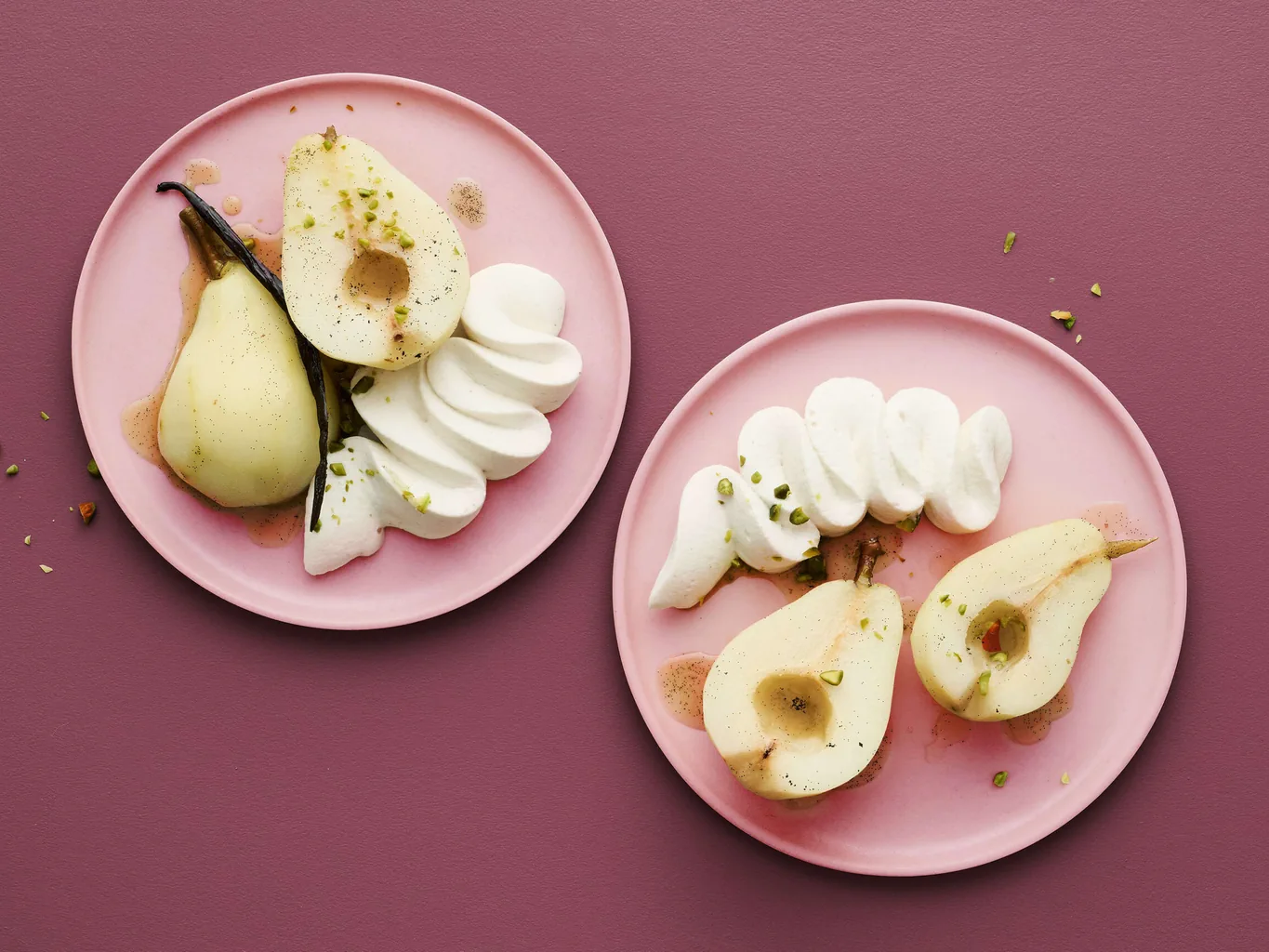 Poire à la vanille avec crème aux marrons