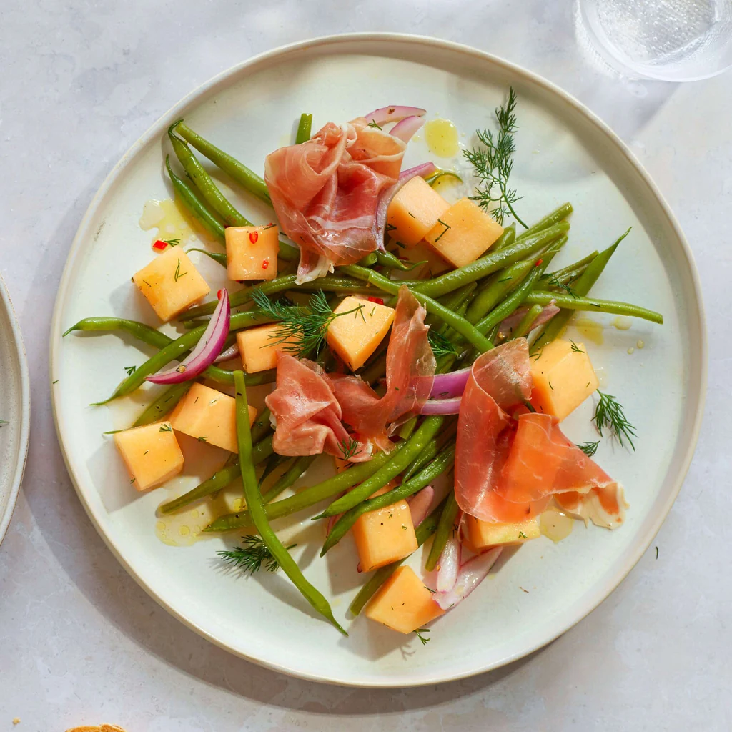 Bohnen-Rohschinken-Salat mit Melone