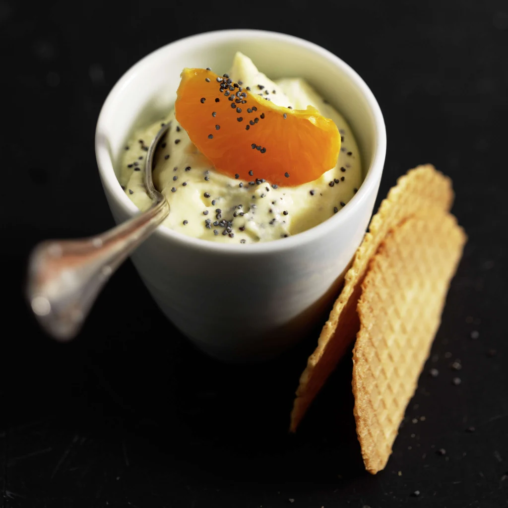 Crema al mandarino e papavero