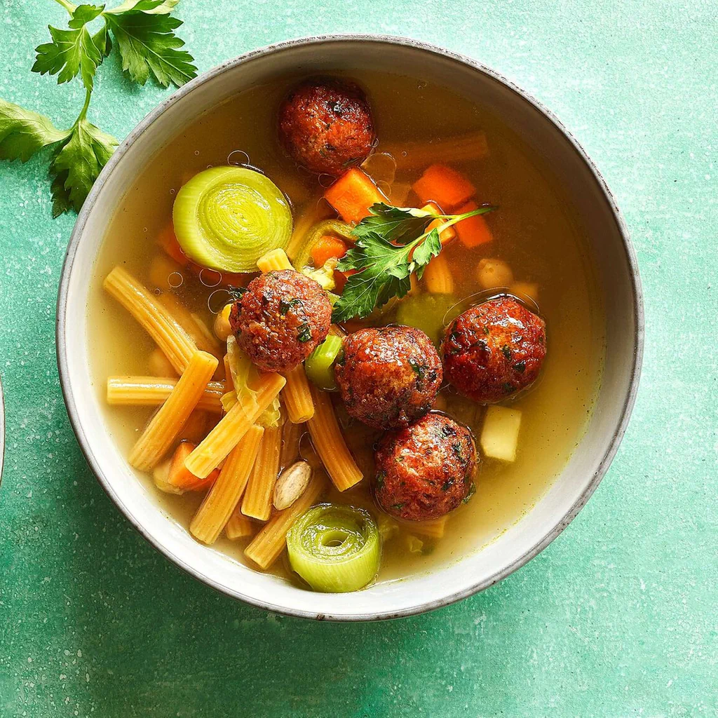 Minestrone avec boulettes plant-based