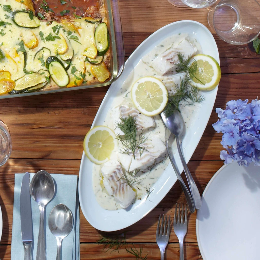 Kabeljaumedaillons mit Zitronen-Dill-Sauce
