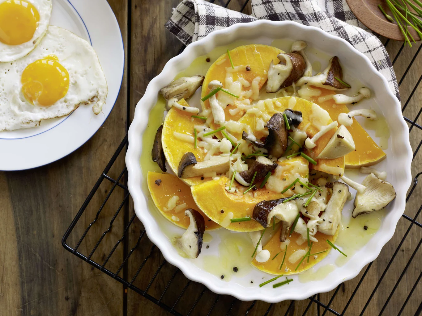 Courge aux champignons gratinée au fromage