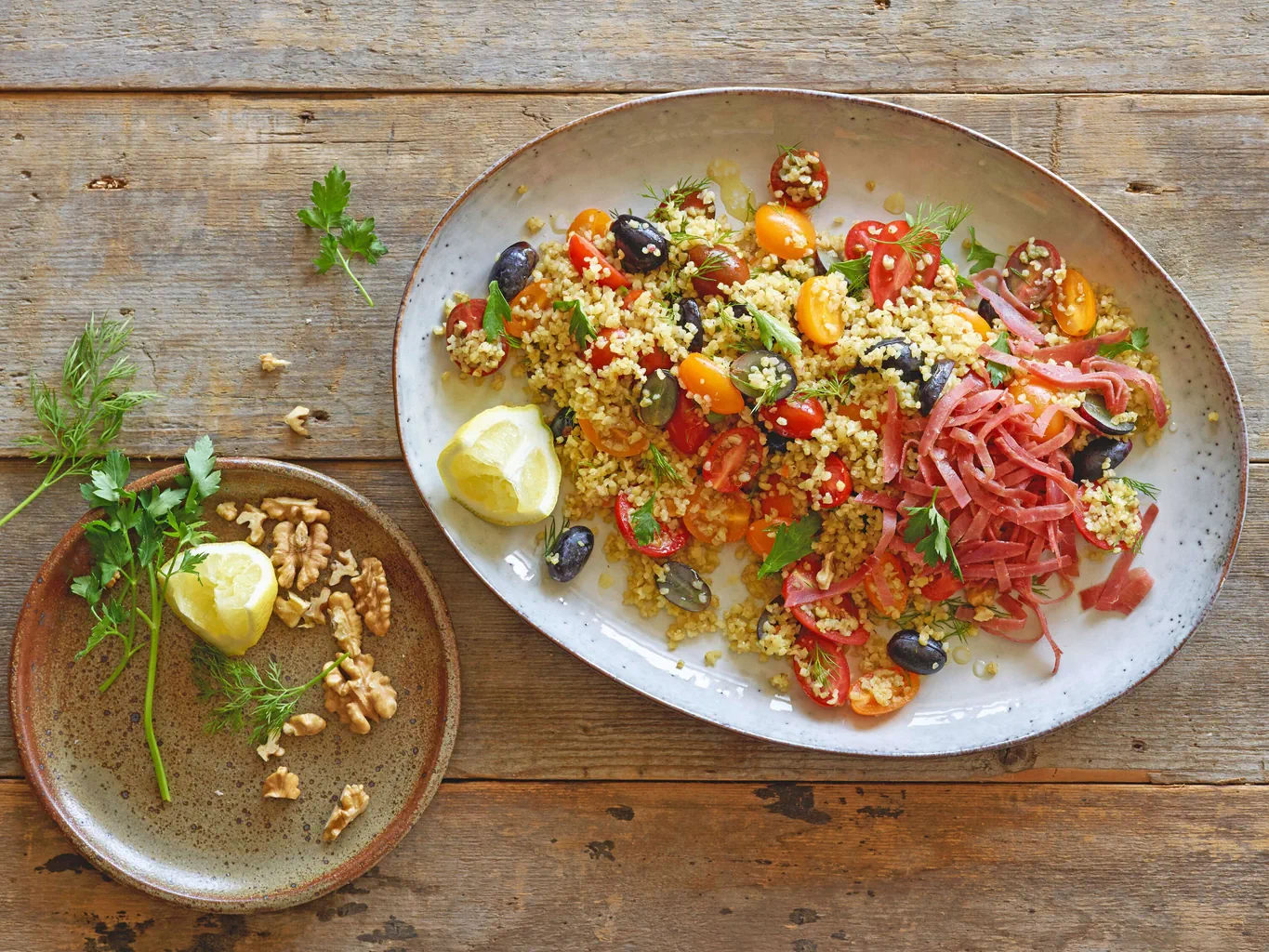 Bulgur-Salat mit Trauben