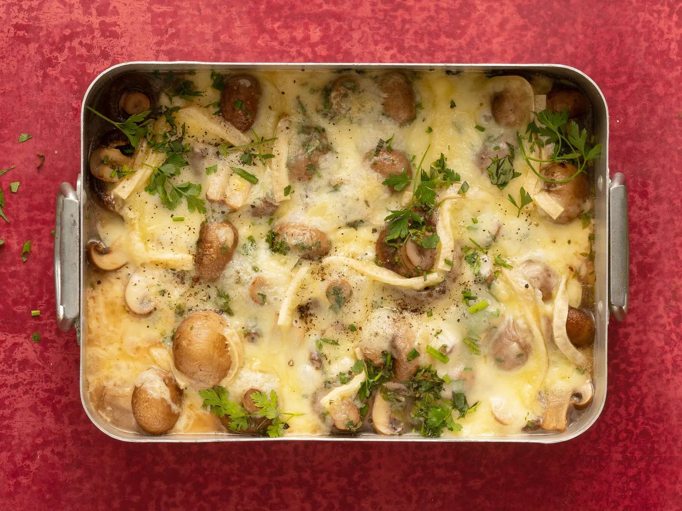 Überbackene Champignons mit Kräutern