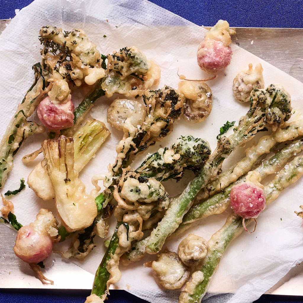 Tempura de légumes avec mayonnaise au safran