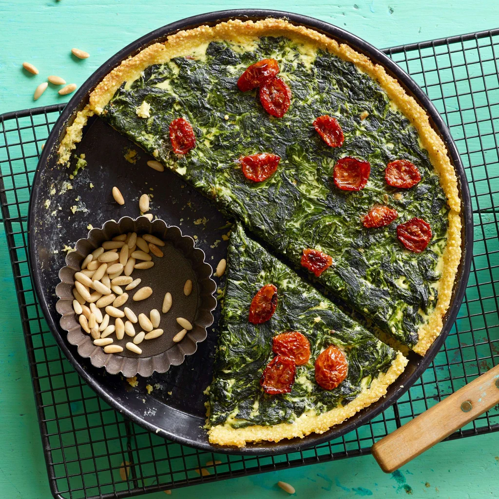 Tarte aux épinards avec tomates cerises