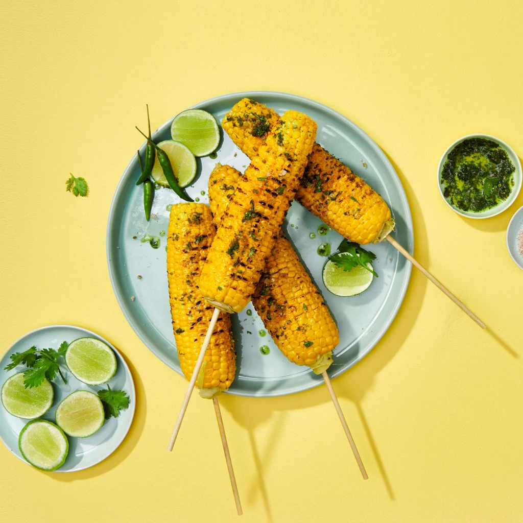Pannocchie di mais con pesto di coriandolo