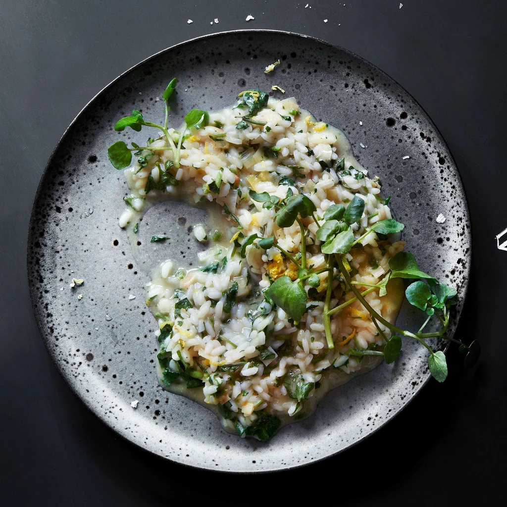 Zitronen-Brunnenkresse-Risotto