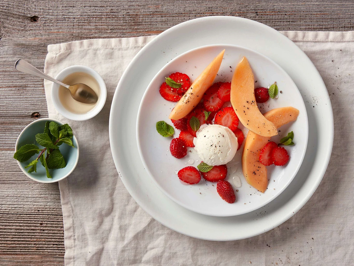 Marinierte Erdbeeren mit Melone