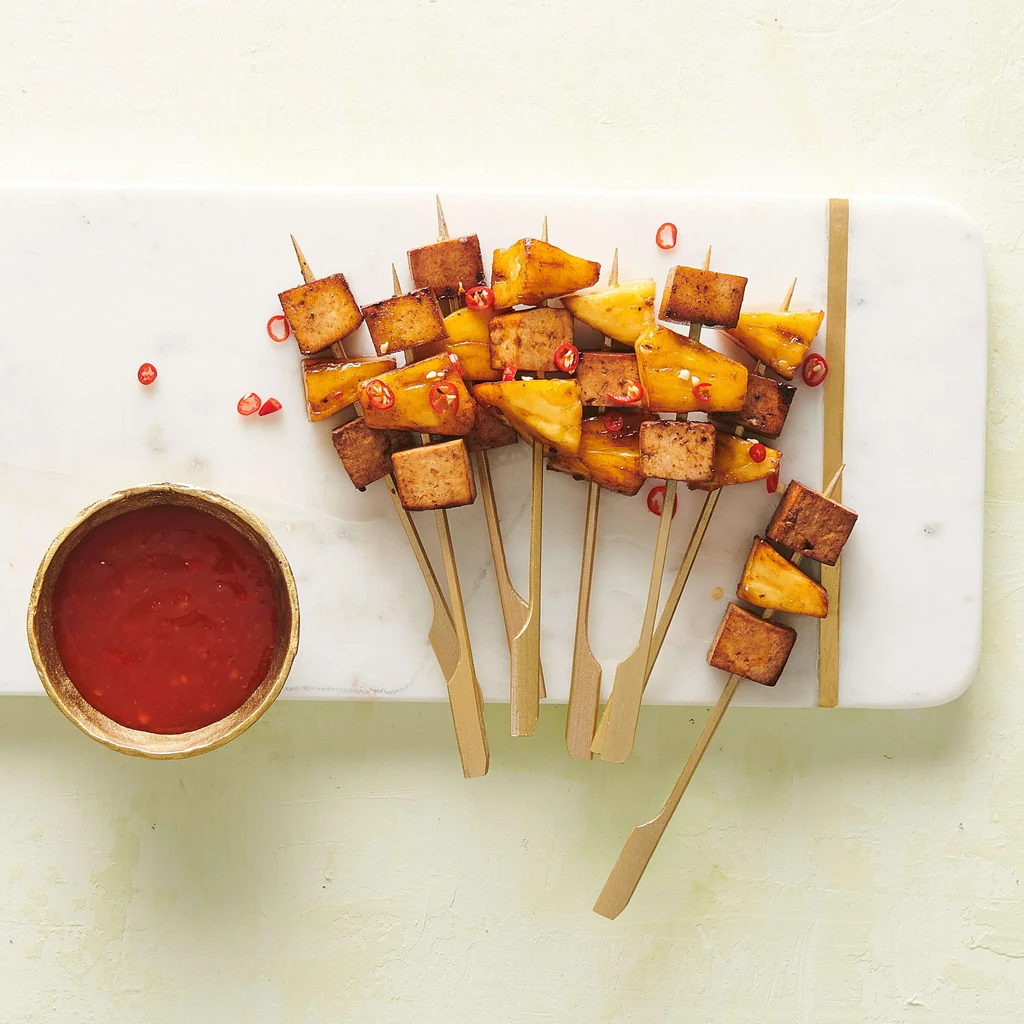 Brochettes d'ananas et de tofu